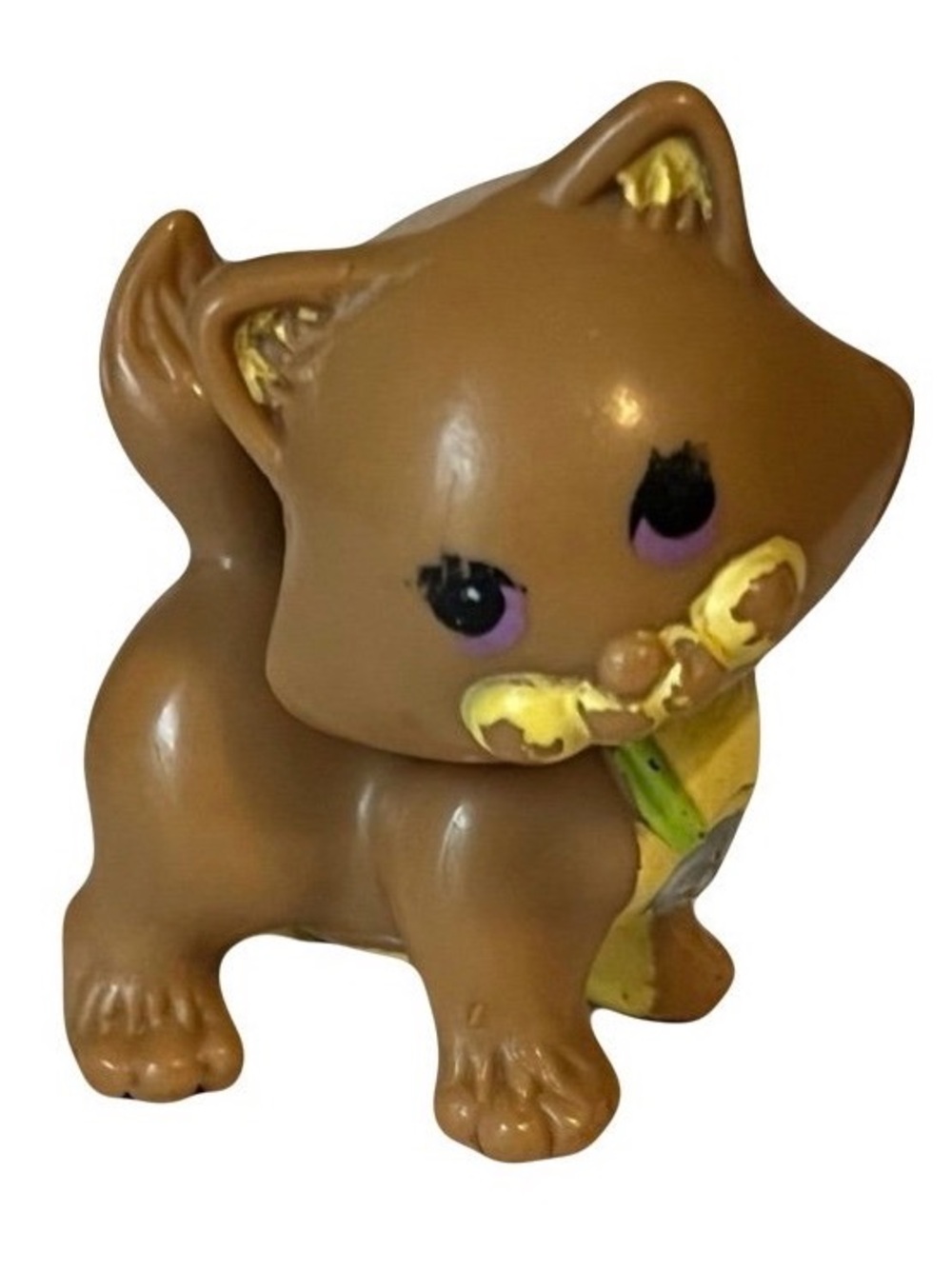 Vintage 1993 Littlest Pet Shop Pet Presents Brown Charming Kitten Figure